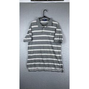 Polo By Ralph Lauren Polo Shirt Mens Large Gray Stripe Pony Logo Short Sleeve